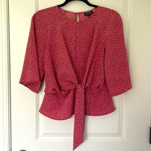 TopShop Dark Rosé Polka Dot Blouse